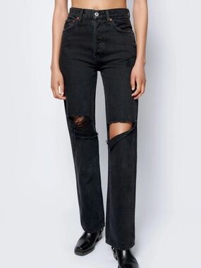 Re/Done Washed Black High-Rise Loose Jeans